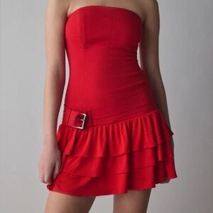 Urban outfitters Rubie drop waist belted red mini dress